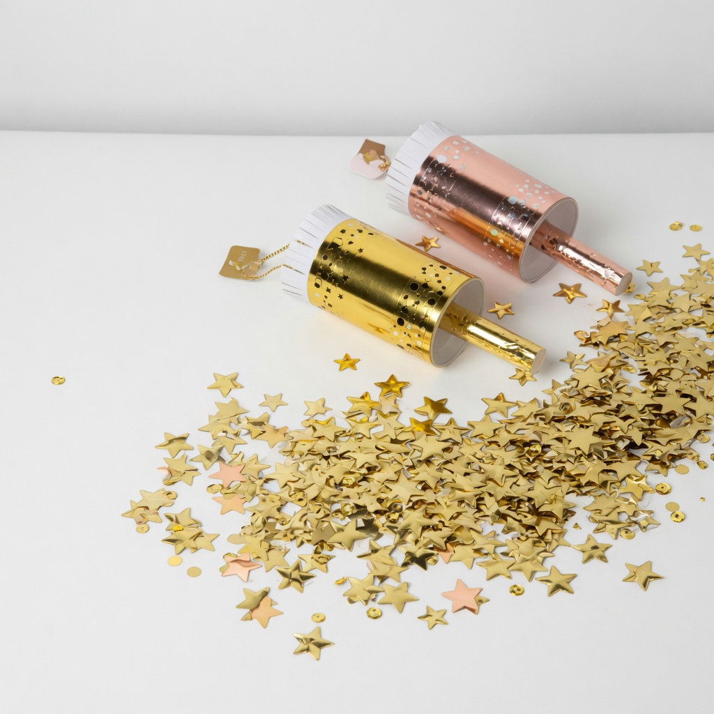Gold star confetti poppers