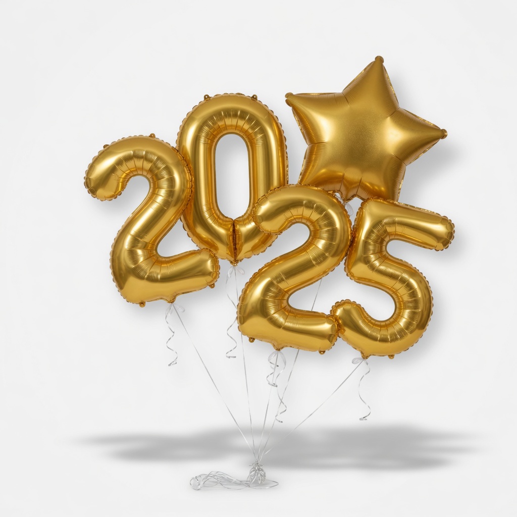 Gold foil number balloons